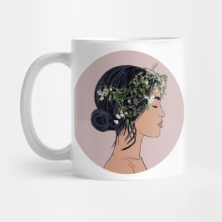 Beautiful asian woman minimalism flowers Mug